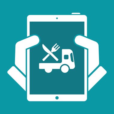 Online yemek hizmetleri - vektör web simgesi