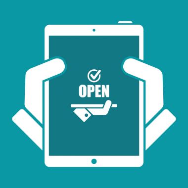 Tam zamanlı açık - Shop Hizmetleri 7/24 - vektör web simgesi