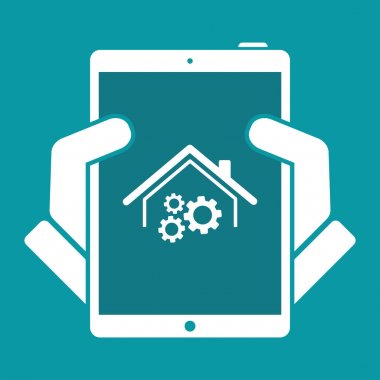 Evde çalışma sistemi - vektör web simgesi