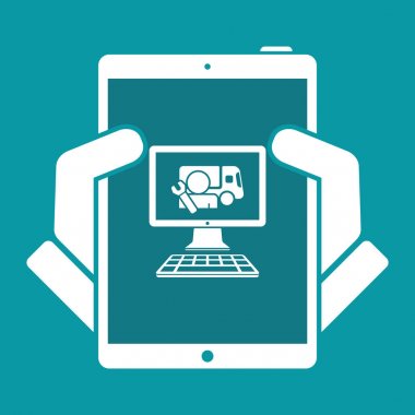 Kamyon yardım web hizmeti - vektör düz simgesi