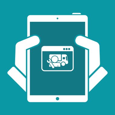 Kamyon yardım web hizmeti - vektör düz simgesi