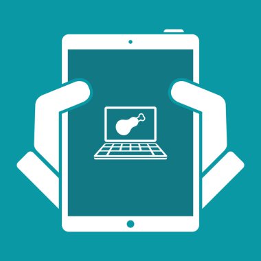 Online yemek salonu - et - vektör düz simgesi