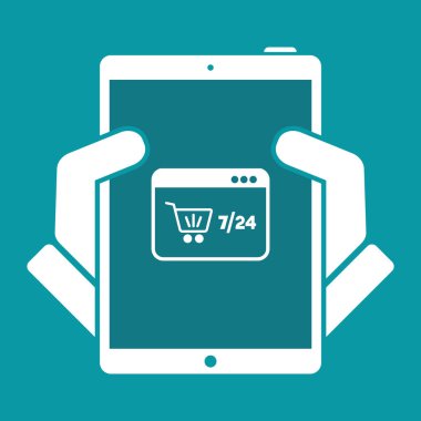 7/24 - vektör düz simgesi online mağaza