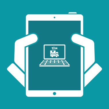 7/24 tam zamanlı online shop sipariş - vektör düz simgesi