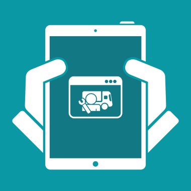 Online yardım kamyon - düz simge vektör