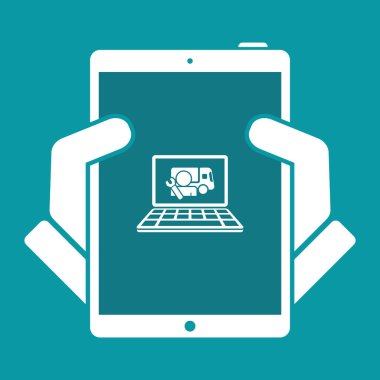 Online yardım kamyon - düz simge vektör