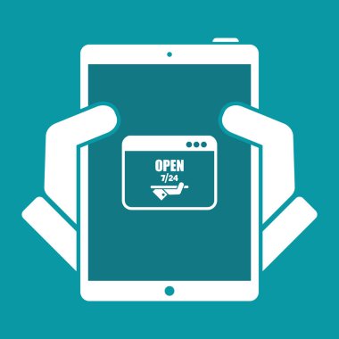 Çevrimiçi hizmetleri 7/24 - vektör düz simgesini açın