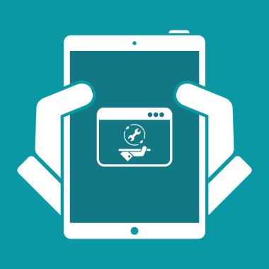 Sabit bilgisayar yardım hizmetleri - vektör düz simgesi