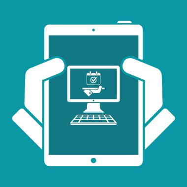 Randevu tarihi online - vektör düz simgesi