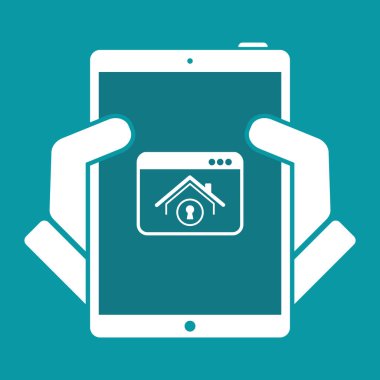 Ev yasak erişim - vektör simge bilgisayar Web sitesi veya Uygula