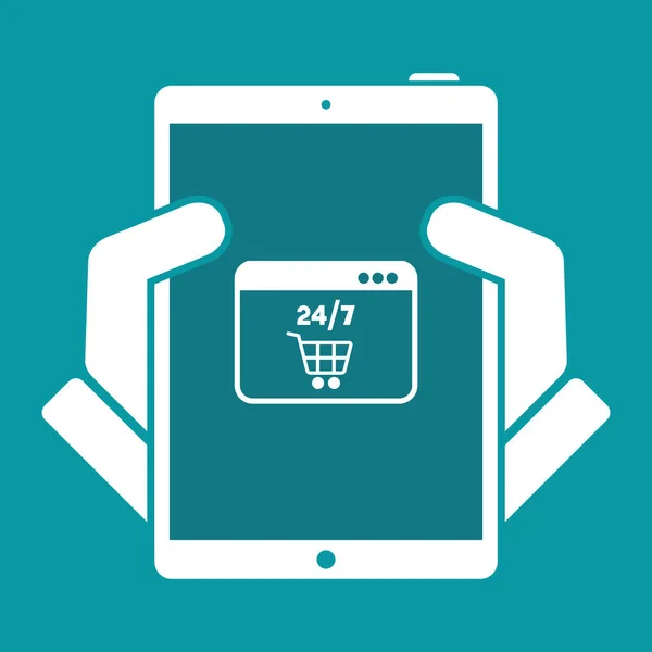 Shopping online 24/7 icon — Stock Vector