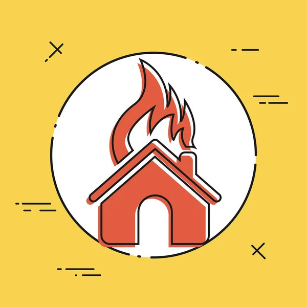 Hus brinnande enda isolerade ikon — Stock vektor