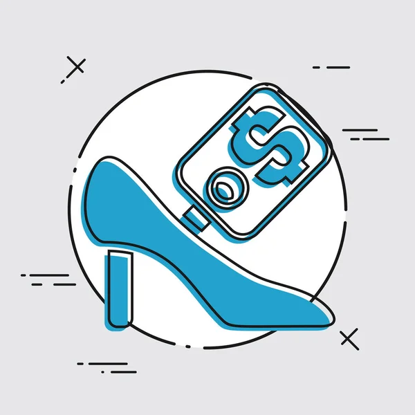 Female shoe sale icon — Stock Vector