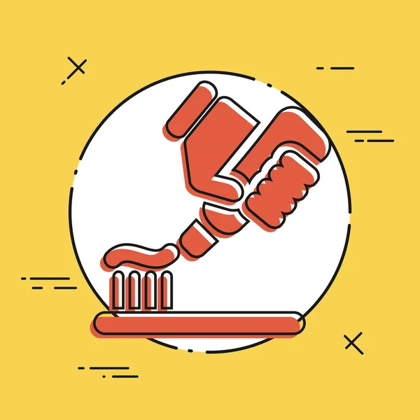 Blaues und graues Symbol für Zahnbürste mit Zahnpastatube