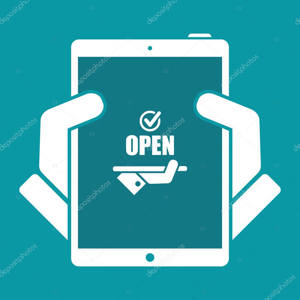 Full time open - Shop services 7/24 - Vector web icon
