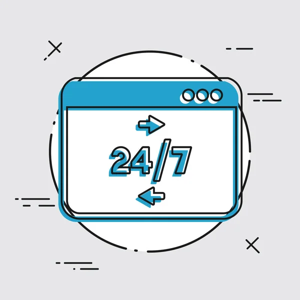 24 / 7 Computer-Datentransfer - Vektor-flaches Symbol — Stockvektor