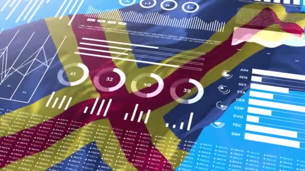 Aland Informational Analysis Reports Financial Data Infographics Display Animation Flag — Stock Video