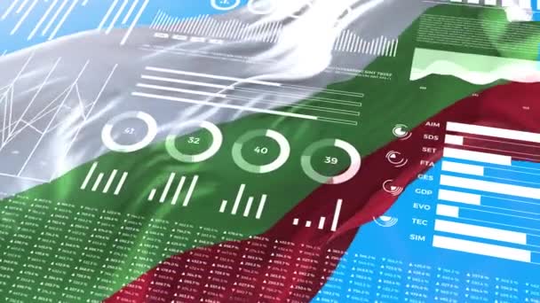 保加利亚的信息分析报告和财务数据 信息图形显示动画与标志 列号码和饼图 科学和医学专题 — 图库视频影像