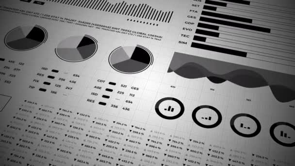 Statistik Finansmarknadsuppgifter Analyser Och Rapporter Siffror Och Diagram Infografik Animation — Stockvideo