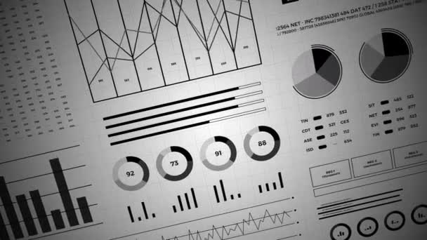 Statistiken Finanzmarktdaten Analysen Und Berichte Zahlen Und Grafiken Infografik Animation — Stockvideo