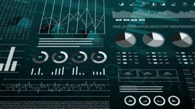 İstatistikler, finans piyasası verileri, analiz ve raporlar, rakamlar ve grafikler. 3d bilgi grafikleri animasyonu 4K.
