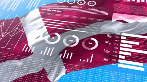 Dänemark Informationsanalyseberichte Und Finanzdaten Infografiken Zeigen Animationen Mit Flagge Spaltennummern — Stockvideo