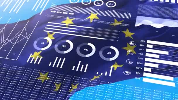 Europeiska Unionen Europeisk Statistik Informationsgrafik Uppgifter Finansmarknaden Analyser Och Rapporter — Stockvideo