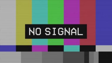 Vintage VHS (Video Home System) gürültü ve obje etkisini bozar. Eski bir kaset ya da eski bir TV 'de arıza var. Sinyal yok. 4k hata efekti.