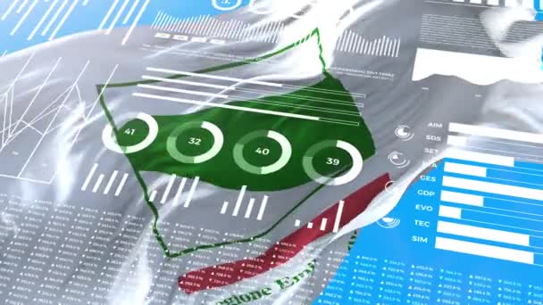 エミリア ロマーニャ イタリアの情報分析レポートと財務データ インフォグラフィックは旗 列番号 円グラフでアニメーションを表示します 金融科学 医療分野 — ストック動画
