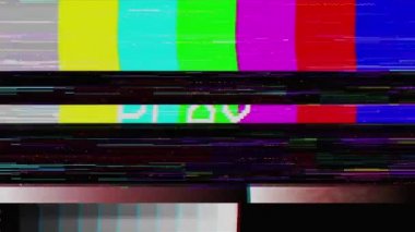 Vintage VHS (Video Home System) gürültü ve obje etkisini bozar. Eski bir kaset ya da eski bir TV 'de arıza var. Sinyal yok. 4k hata efekti.