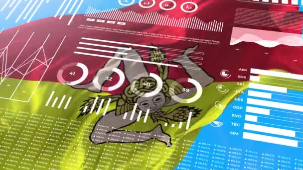 Sycylia Włochy Raporty Analizy Informacji Dane Finansowe Animacja Wyświetlania Infografiki — Wideo stockowe