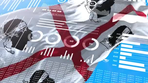Kapitalinformationsanalyseberichte Und Finanzdaten Infografiken Zeigen Animationen Mit Flagge Spaltennummern Und — Stockvideo