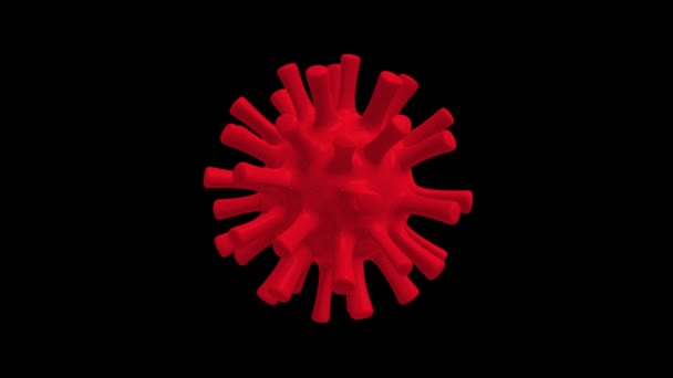 Virus Rojo Conceptual Animado Sobre Fondo Negro Fondo — Vídeos de Stock