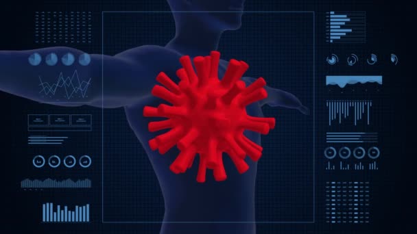 Stats分析报告和实验室数据3D在人类病毒的医学研究中的应用 4K动画 — 图库视频影像