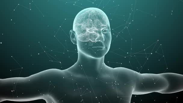 人間の脳のデジタルデータとネットワーク接続 3Dアニメーション4K — ストック動画