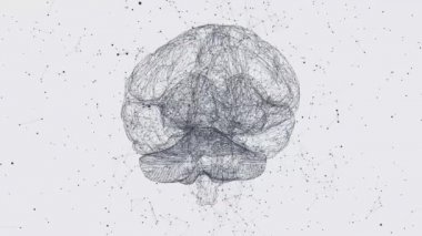 Dijital veri ve insan beyninin ağ bağlantısı. 3D animasyon 4k.