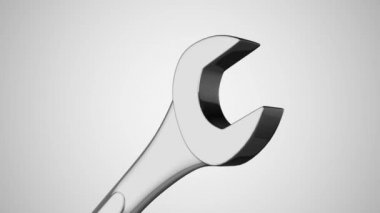 Dönen 3D anahtar, tamir ve el işi hizmetlerinin sembolü. 4K canlandırması.