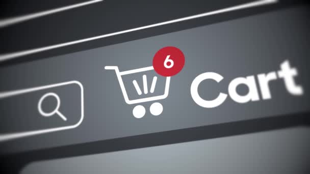 Compras Línea Animación Primer Plano Página Conceptual Tienda Web Carrito — Vídeos de Stock