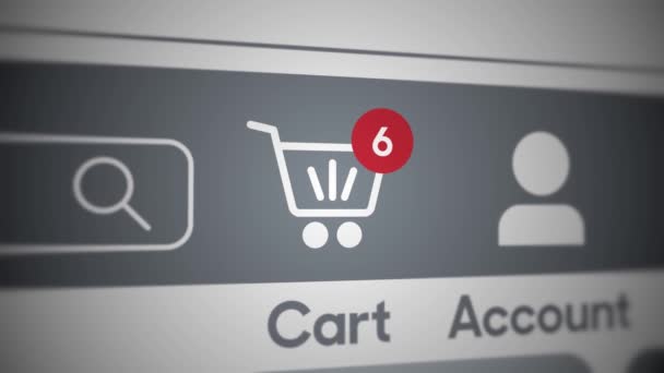Online Shopping Animation Close Conceptual Web Store Page Animated Cart — Stock Video