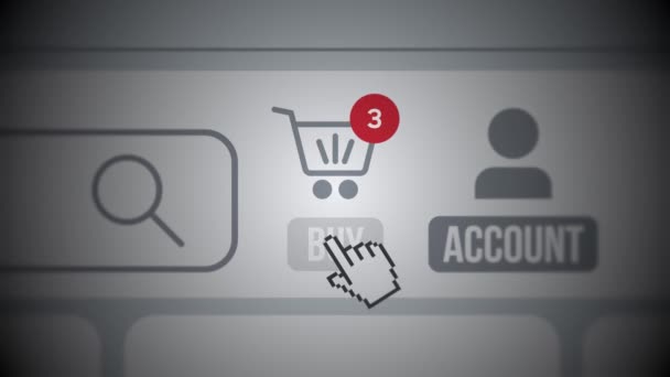 Compras Línea Animación Primer Plano Página Conceptual Tienda Web Carrito — Vídeo de stock