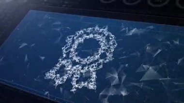 Checkmark Rosette kavramının patlayıcı tanıtımı. Sembol simgesinin çokgen animasyonu, 4k bileşimi ve patlaması.