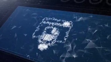 Dosya Gönder kavramının patlayıcı tanıtımı. Sembol simgesinin çokgen animasyonu, 4k bileşimi ve patlaması.