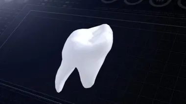 HUD ekran 3D. 3B dişin dönüşümlü görünümü.