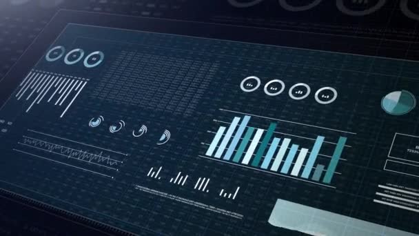 Monitor Exibição Hud Estatísticas Dados Dos Mercados Financeiros Análises Relatórios — Vídeo de Stock