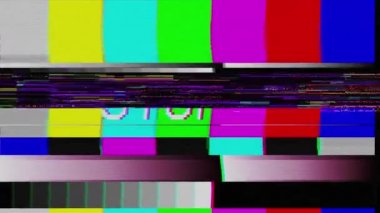 Vintage VHS (Video Home System) gürültü ve obje etkisini bozar. Eski bir kaset ya da eski bir TV 'de arıza var. Sinyal yok. 4k hata efekti.