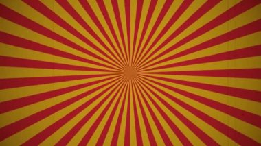 Güneş patlaması eski ışın arka planı. Dönen retro güneş ışını animasyon arka planı. Eski moda film şerit efektiyle hareketli, parlayan gün doğumu.