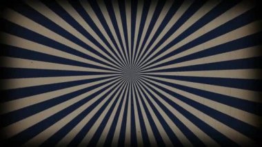 Güneş patlaması eski ışın arka planı. Dönen retro güneş ışını animasyon arka planı. Eski moda film şerit efektiyle hareketli, parlayan gün doğumu.