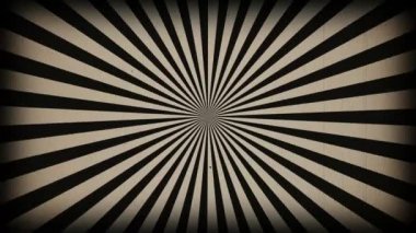 Güneş patlaması eski ışın arka planı. Dönen retro güneş ışını animasyon arka planı. Eski moda film şerit efektiyle hareketli, parlayan gün doğumu.