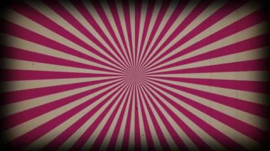 Güneş patlaması eski ışın arka planı. Dönen retro güneş ışını animasyon arka planı. Eski moda film şerit efektiyle hareketli, parlayan gün doğumu.