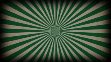 Güneş patlaması eski ışın arka planı. Dönen retro güneş ışını animasyon arka planı. Eski moda film şerit efektiyle hareketli, parlayan gün doğumu.